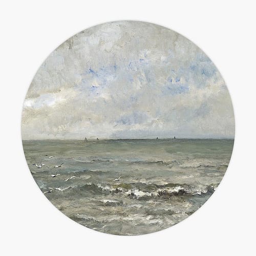 strand-zee-kinderen-boten-wolken-Zeegezicht-Charles-Francois-Daubigny-muur-decoratie-wanddecoratie-muurcirkel-cirkel-cirkels-interieur