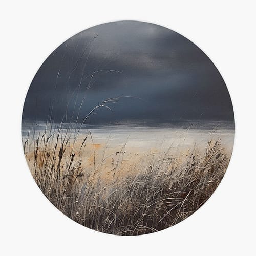 avond-bij-de-zee-strand-duinen-donker-blauw-kunst-kunstwerk-werk-aan-de-muur-hip-hiporgnl-exclusief-muur-wanddecoratie-muurcirkel-cirkel