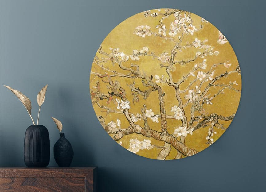Loaff--amandelbloesem-goud-geel-bloemen-wandcirkel-cirkel-muurcirkel-wanddecoratie-muurdecoratie-decoratie-huis-interieur-kantoor-boeket-vincent-van-gogh-bestellen