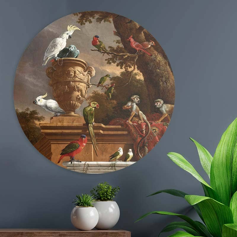 De-menagerie-muur-huiskamer-muur-decoratie-wanddecoratie-muurcirkel-cirkel-cirkels-interieur