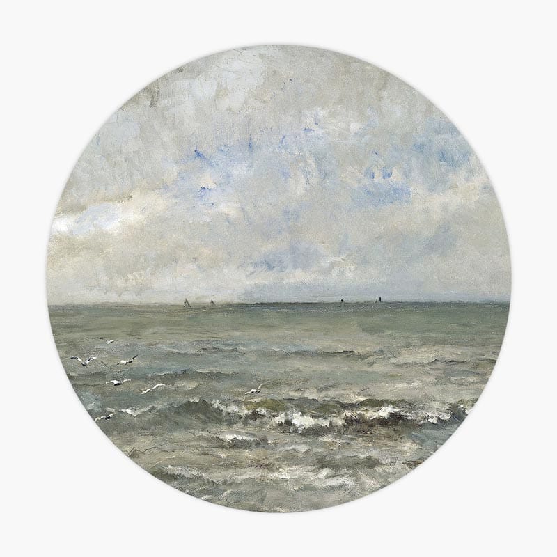 strand-zee-kinderen-boten-wolken-Zeegezicht-Charles-Francois-Daubigny-muur-decoratie-wanddecoratie-muurcirkel-cirkel-cirkels-interieur