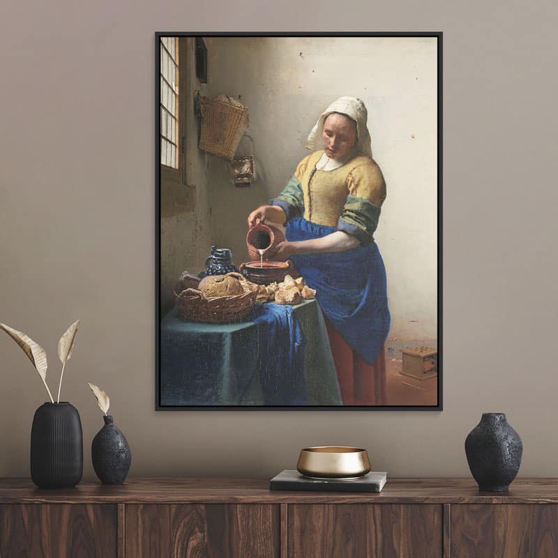 Het-melkmeisje-canvas-canvasdoek-doek-gespannen-textiel-houten-frame-muur-decoratie-wanddecoratie-loaff