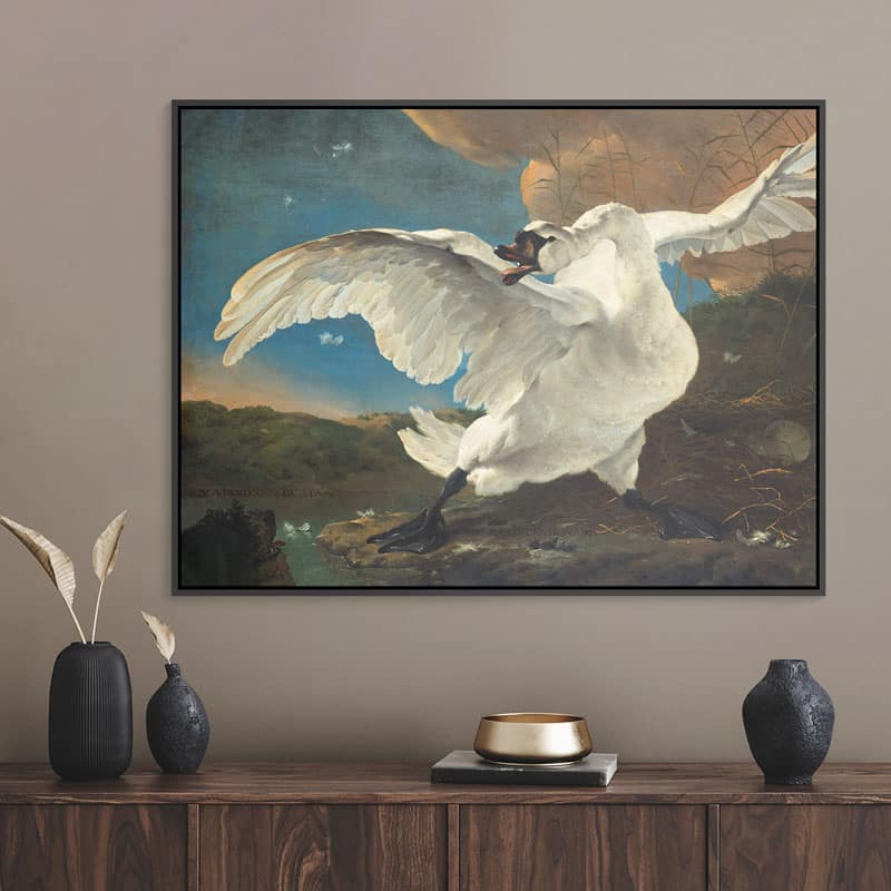 de-bedreigde-zwaan-canvas-loaff-canvasdoek-doek-gespannen-textiel-houten-frame-muur-decoratie-wanddecoratie