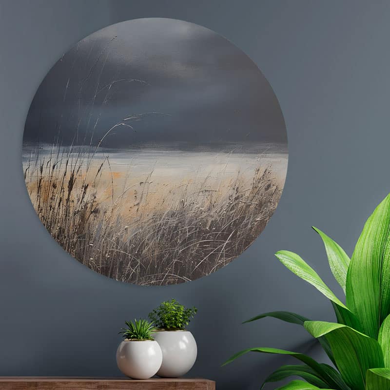 loaff-avond-bij-de-zee-strand-duinen-donker-blauw-kunst-kunstwerk-werk-aan-de-muur-hip-hiporgnl-exclusief-muur-wanddecoratie-muurcirkel-cirkel